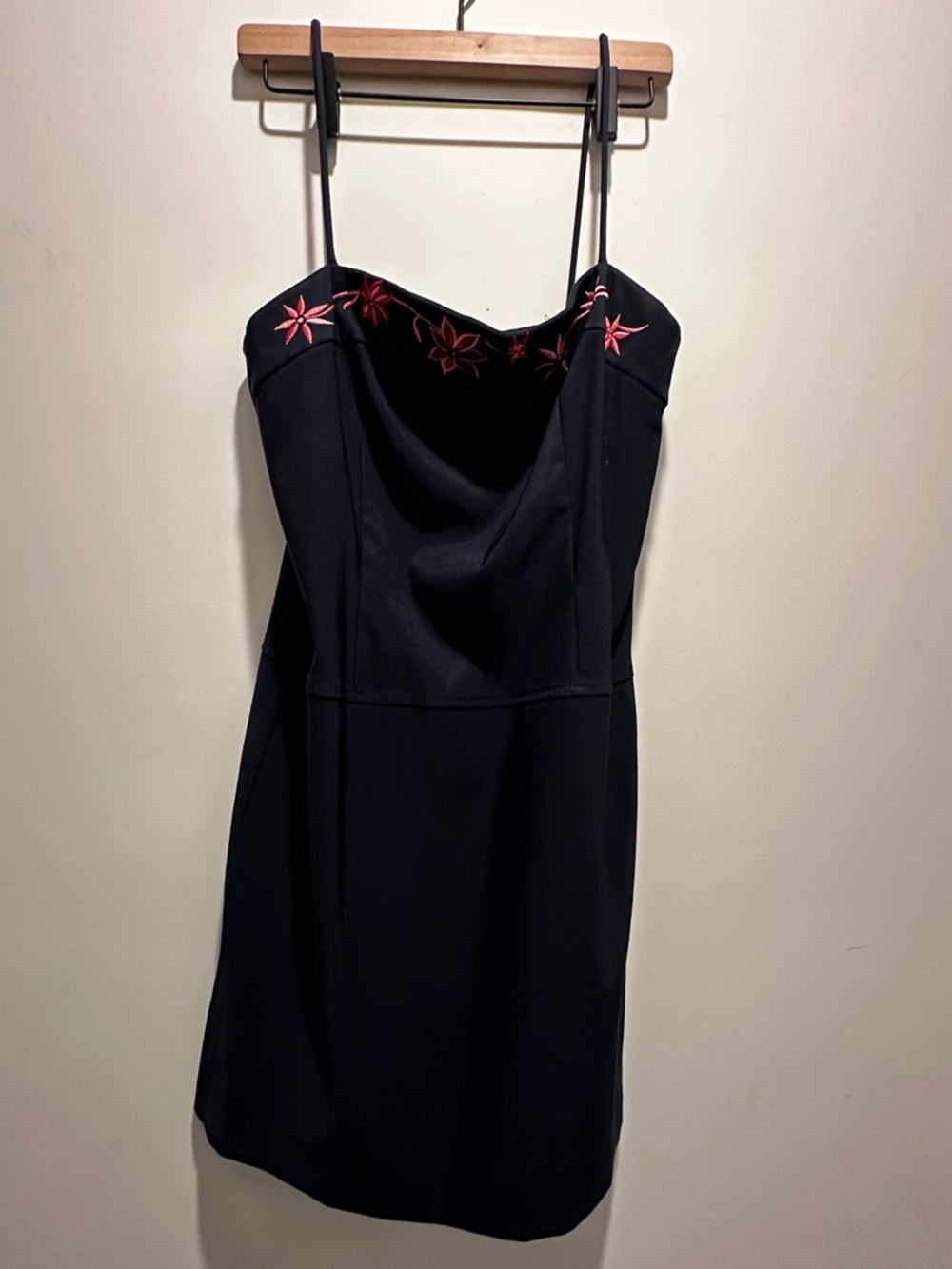 Rampage Navy Mini Dress with Pink Floral Embroidery